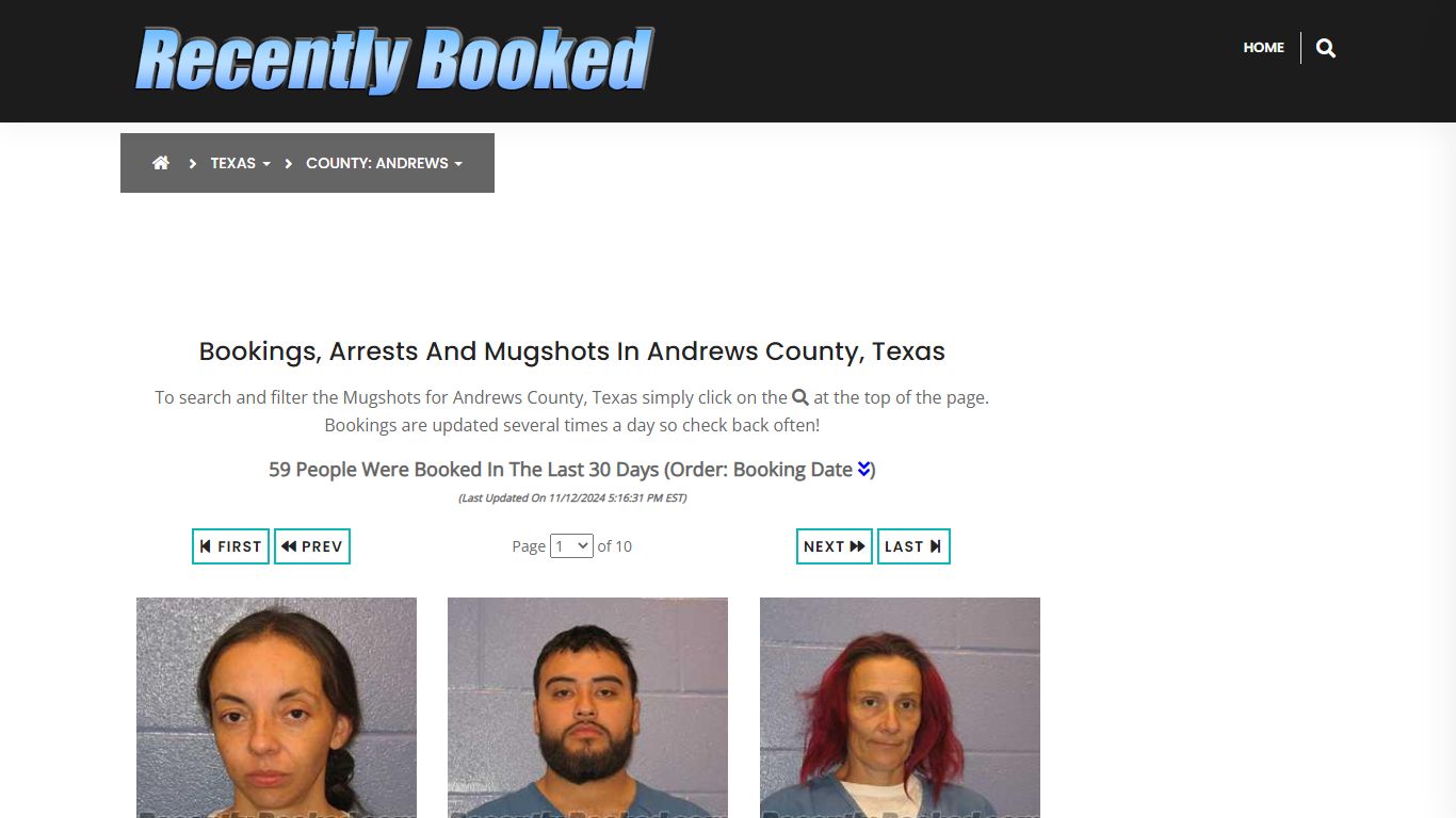 Bookings, Arrests and Mugshots in Andrews County, Texas - Recently Booked